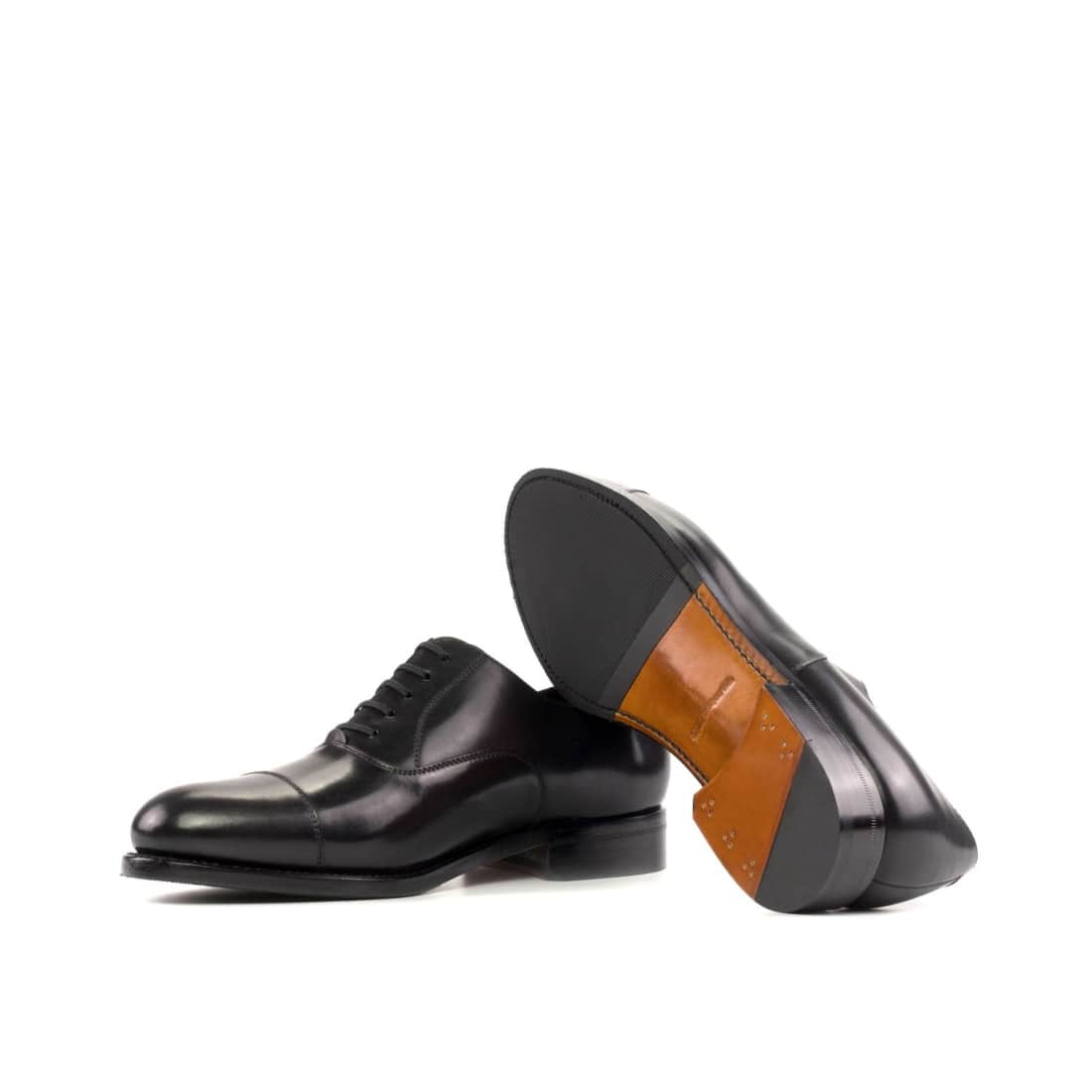 Richelieu bout droit en cuir noir (forme ronde) – vue 2