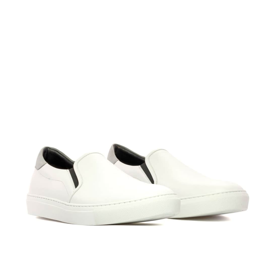 Sneakers Slip On en cuir blanc - Semelles Blanches