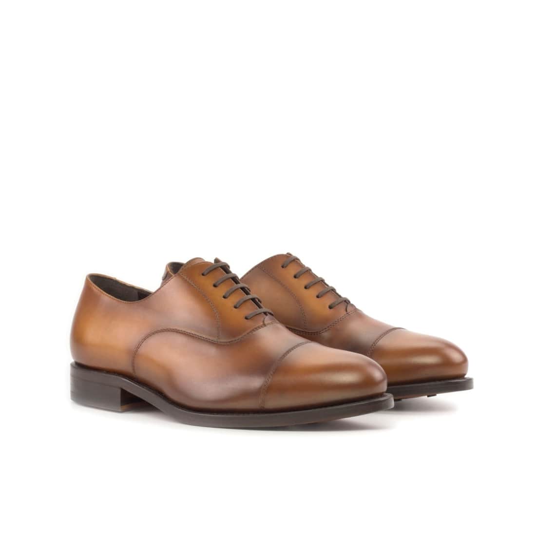 Richelieu bout droit en cuir marron clair