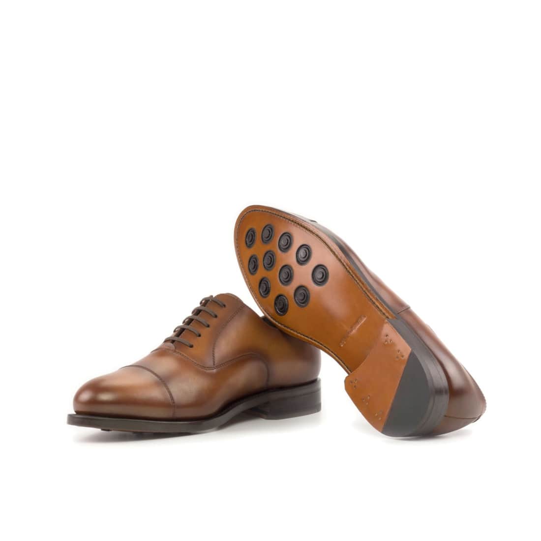 Richelieu bout droit en cuir marron clair – vue 2