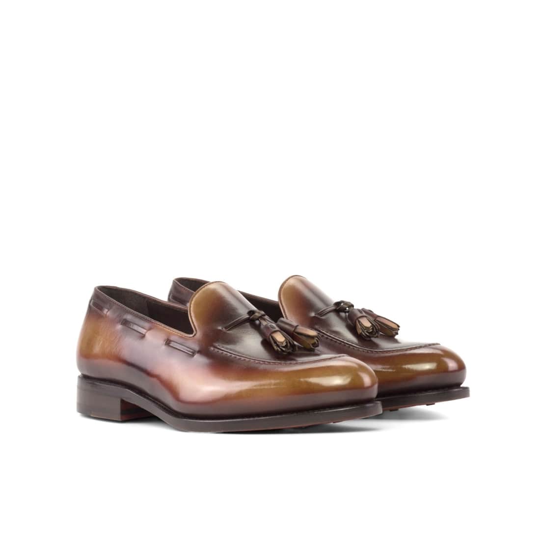 Mocassin à glands en cuir patiné marron clair