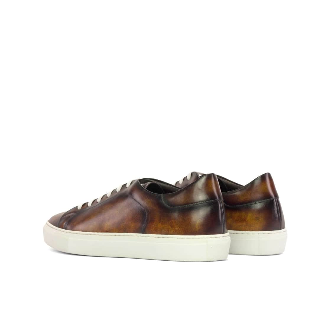 Sneakers Jersey en cuir patiné marron - Semelles Blanches – vue 3