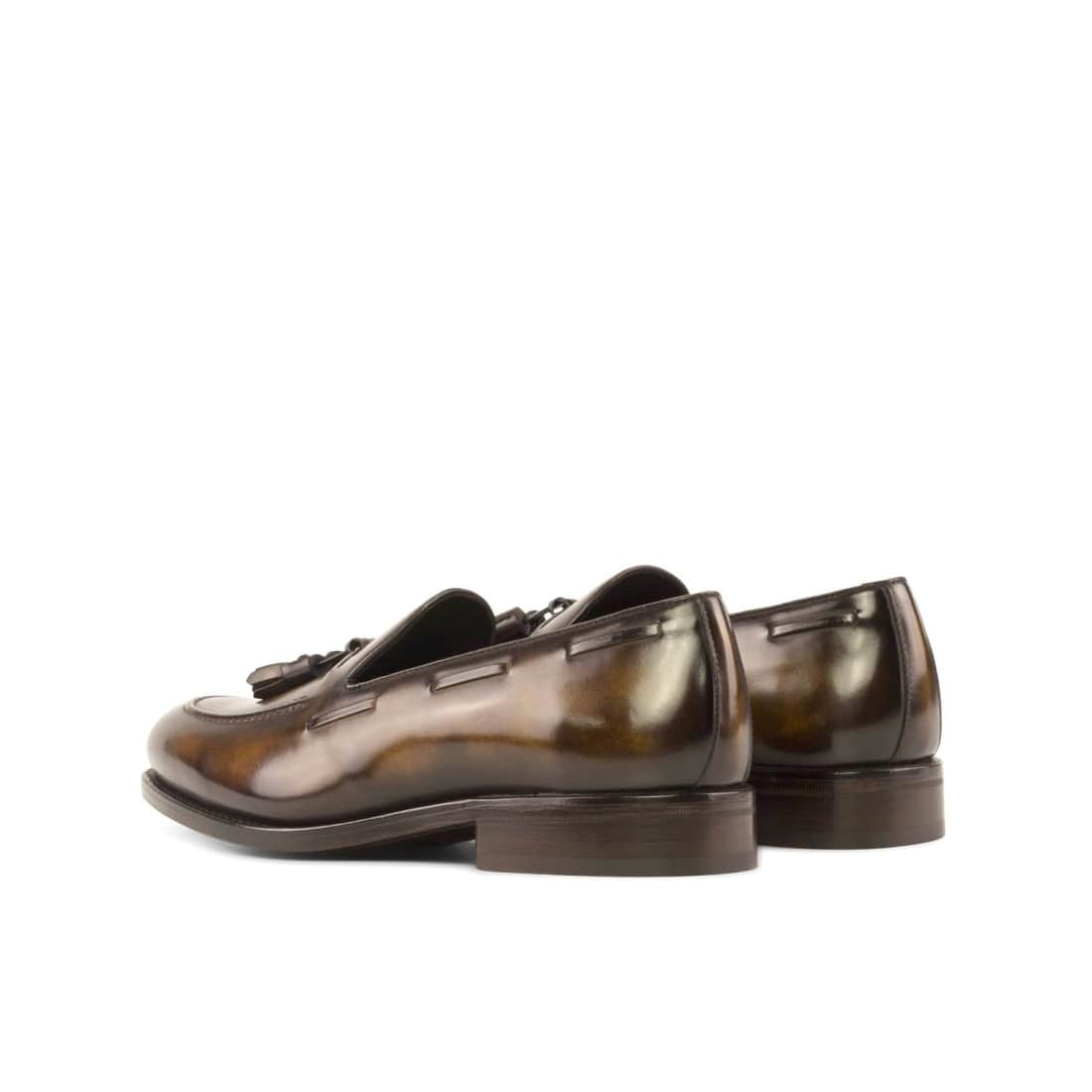 Mocassin à glands en cuir patiné tabac – vue 3