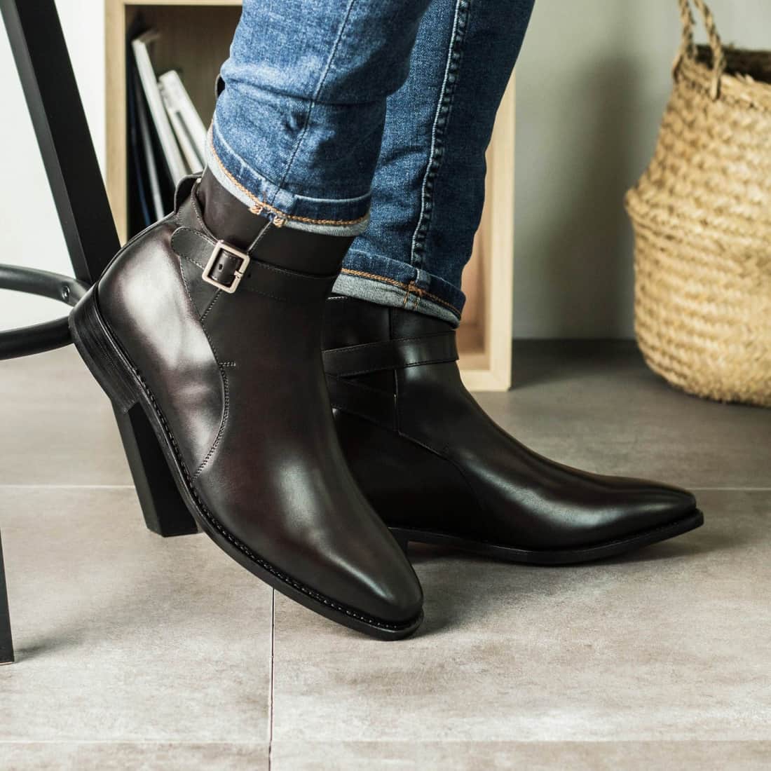 Bottines Jodhpur en cuir marron foncé – vue 5