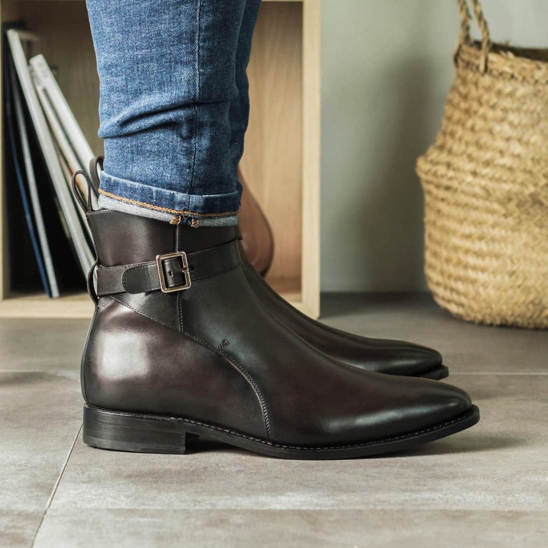 Bottines Jodhpur en cuir marron foncé – vue 6