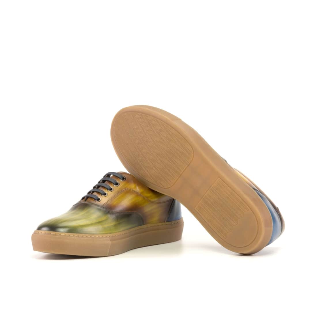 Sneakers Spinner en cuir patiné tri color - Semelles Caramel – vue 2