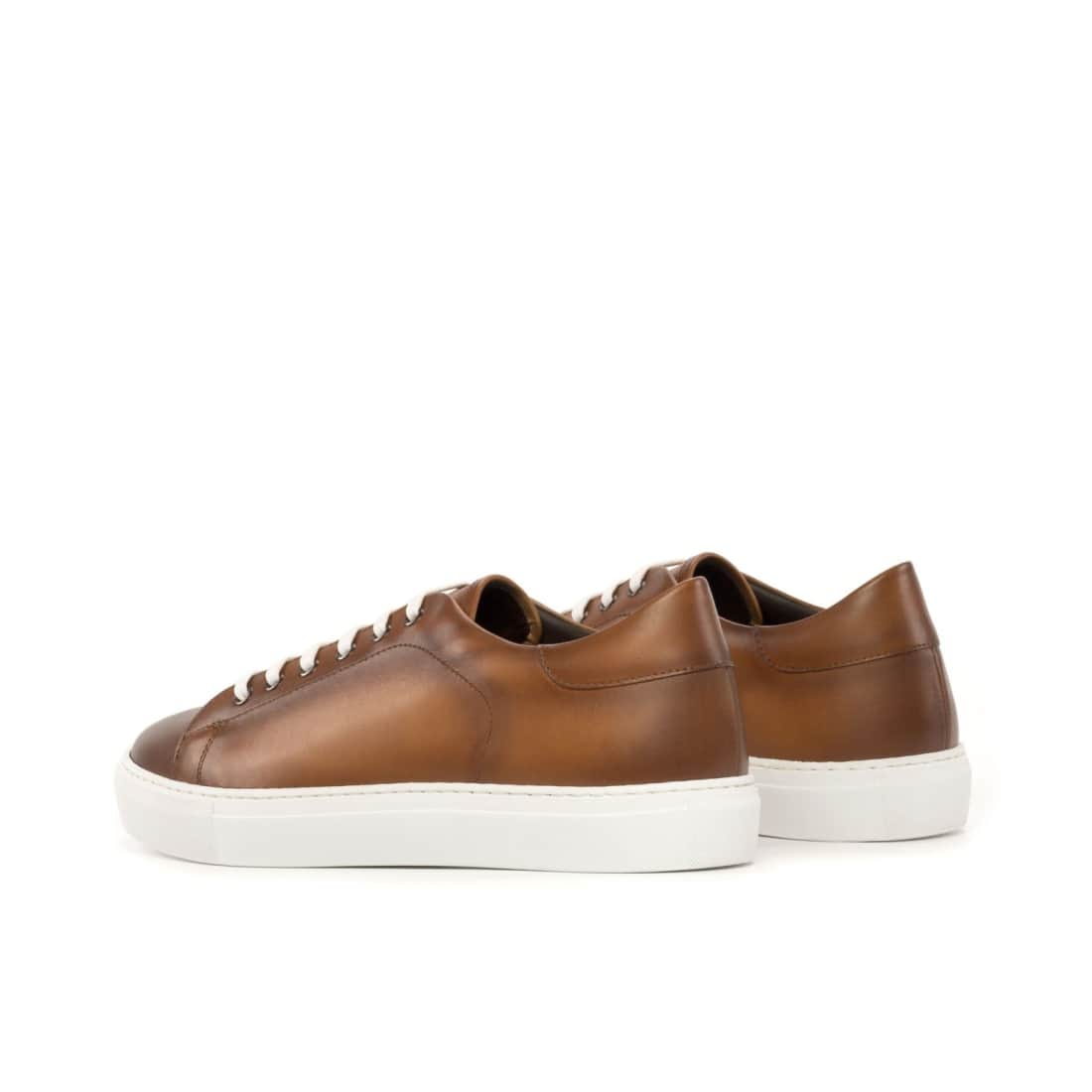 Sneakers Jersey en cuir cognac - Semelles Blanches – vue 3