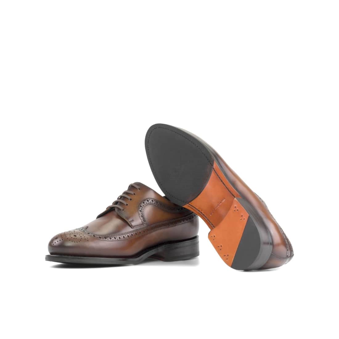 Derbie Brogue fleuri en cuir patiné marron moyen – vue 2