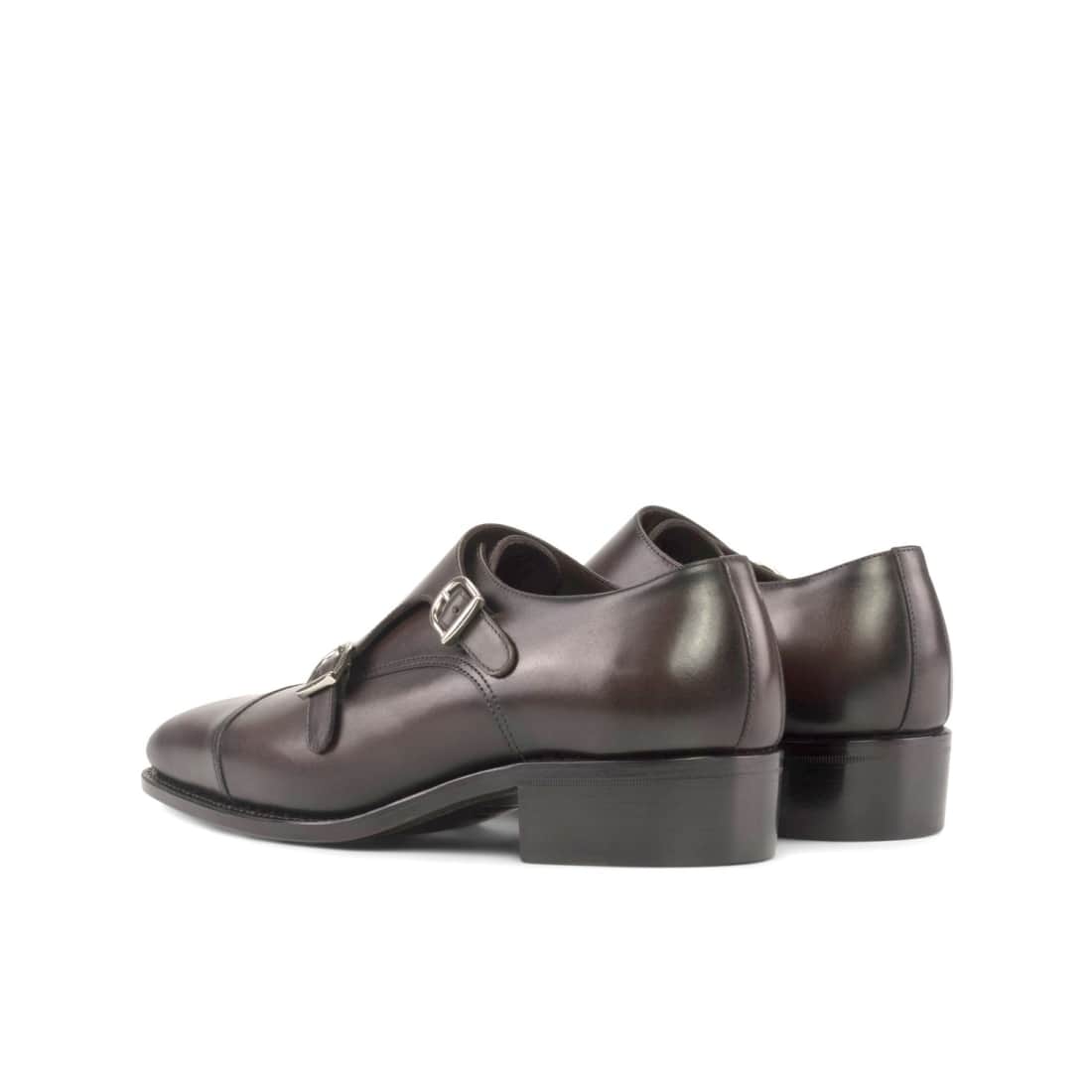 Chaussure double boucle en cuir marron foncé – vue 3