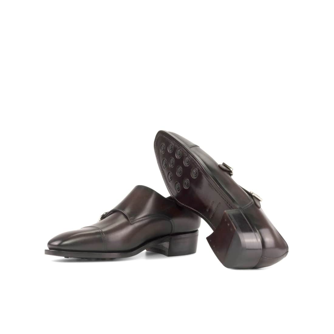 Chaussure double boucle en cuir marron foncé – vue 2