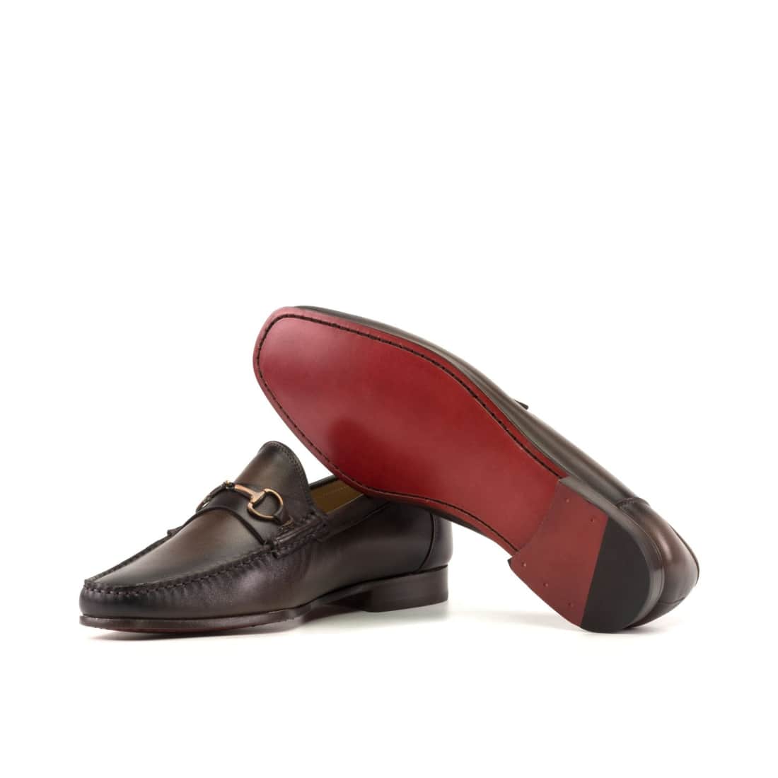 Mocassin à mors en cuir marron foncé – vue 2