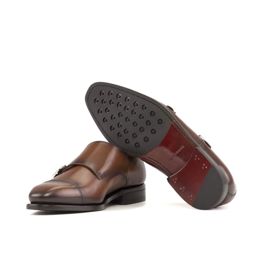 Chaussure double boucle en cuir marron moyen – vue 2