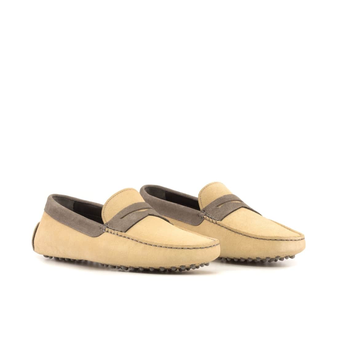 Mocassin Driver en daim beige et marron