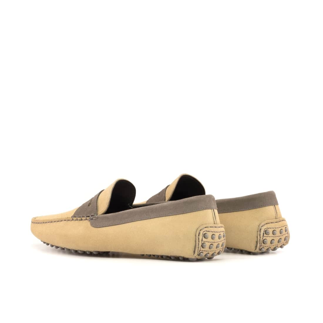 Mocassin Driver en daim beige et marron – vue 3