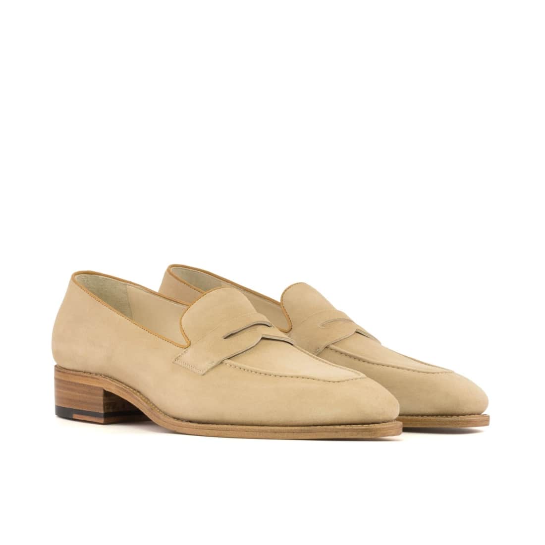 Mocassins Penny à bandeau en daim beige
