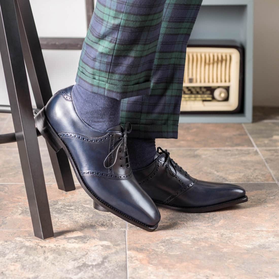 Richelieu Saddle en cuir bleu marine – vue 5