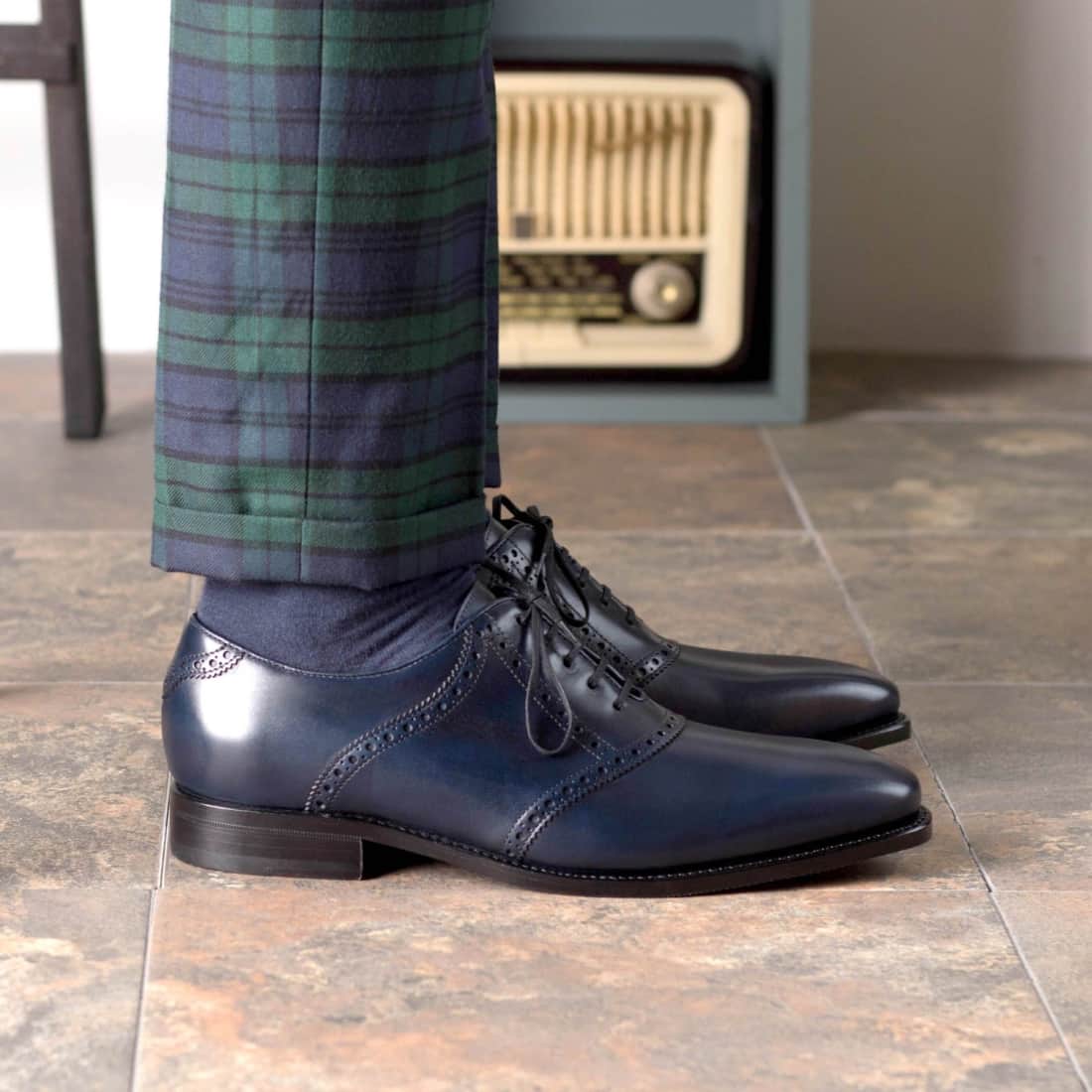 Richelieu Saddle en cuir bleu marine – vue 6