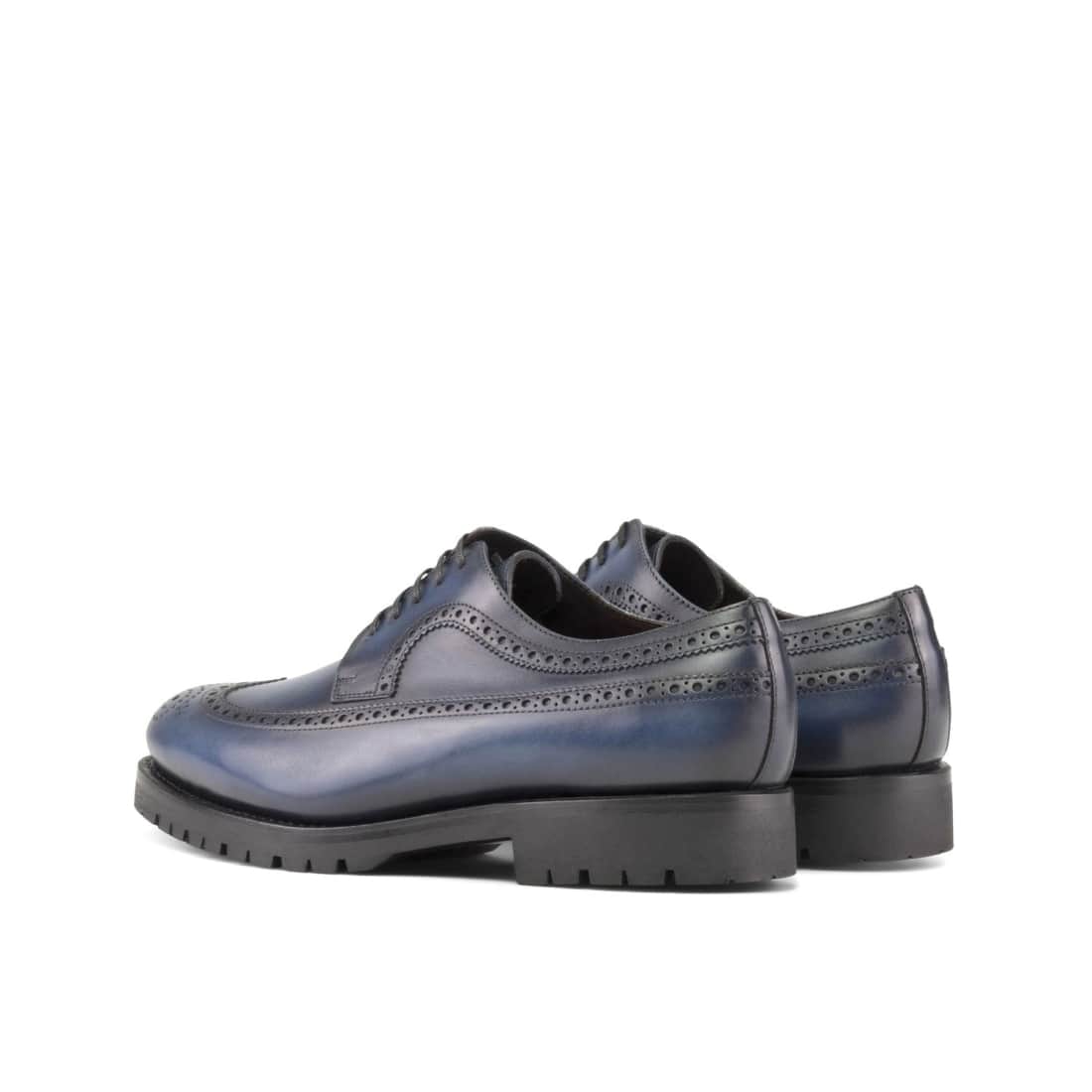 Derbie Brogue fleuri en cuir bleu marine - Semelles Commando – vue 2