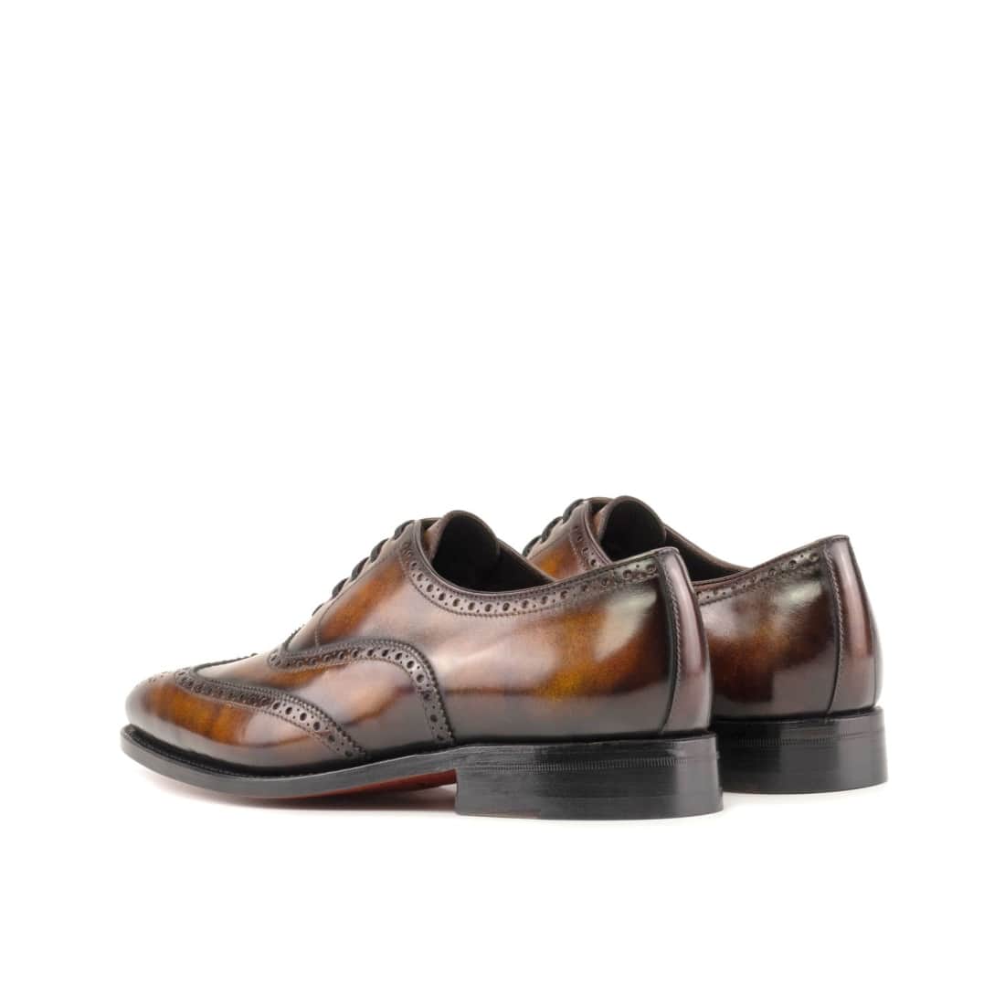 Richelieu fleuri en cuir patiné marron et cognac – vue 3