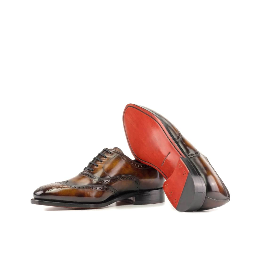 Richelieu fleuri en cuir patiné marron et cognac – vue 2