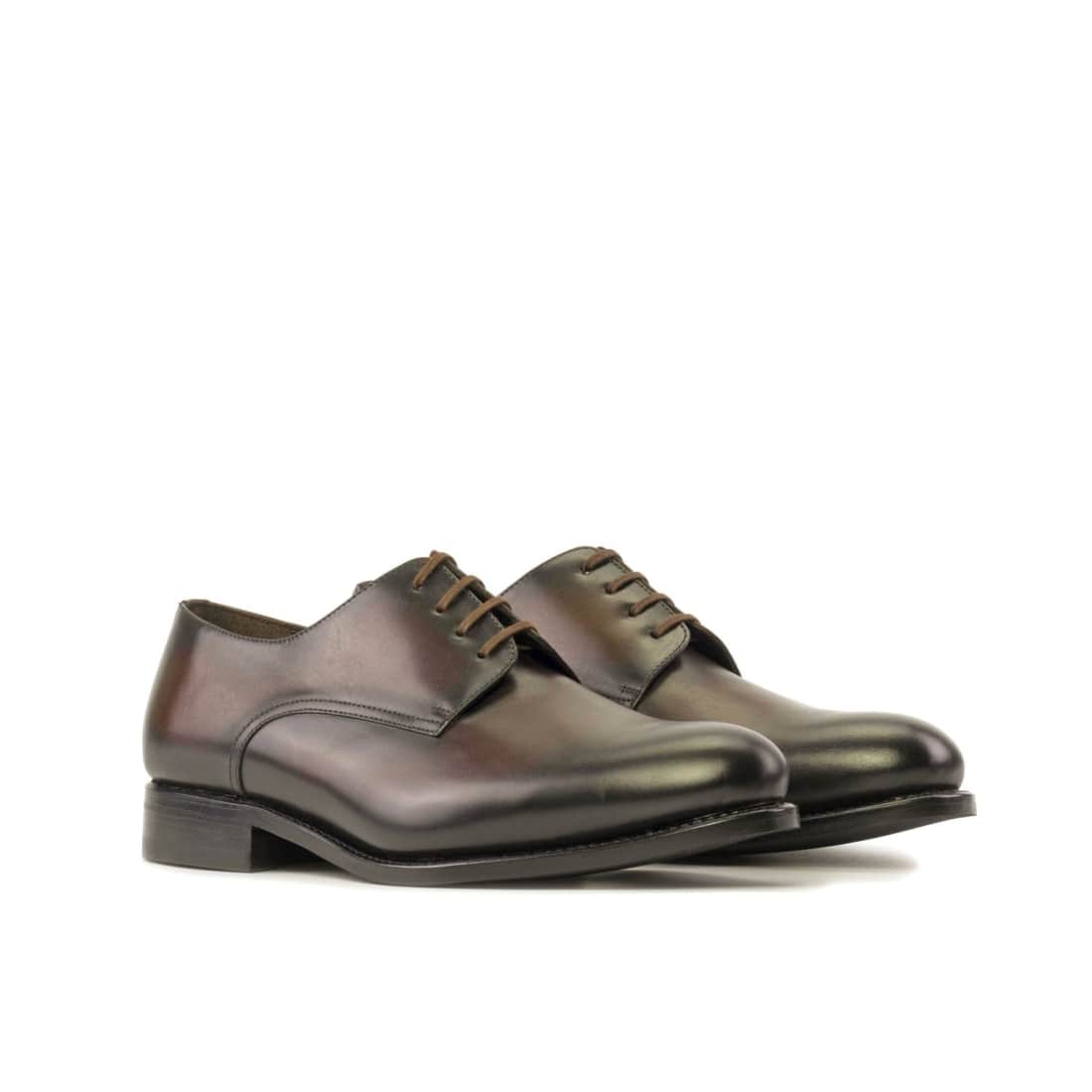 Derbie Blucher en cuir patiné marron foncé