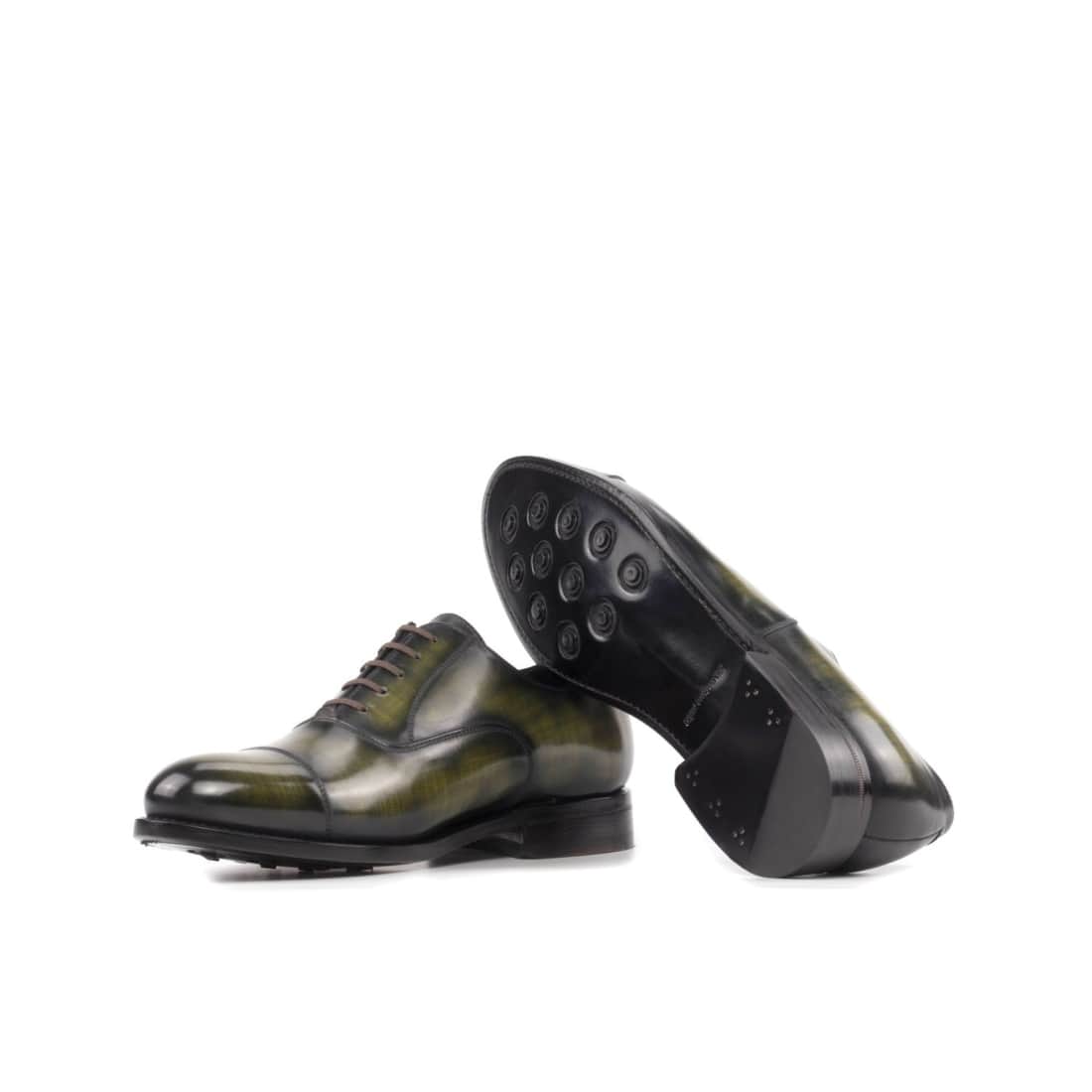 Richelieu bout droit en cuir patiné kaki – vue 2