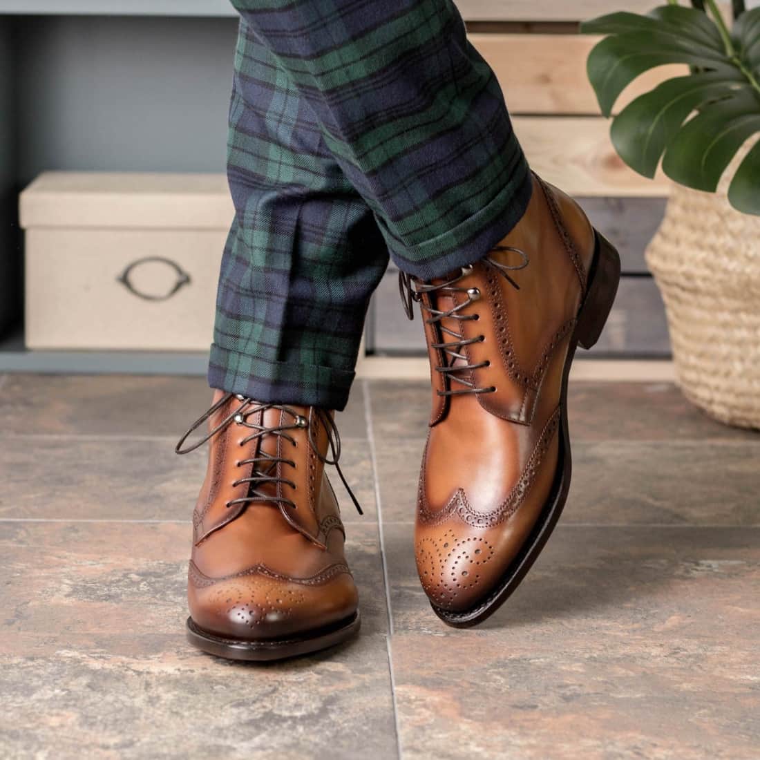 Bottines Derbies Brogue en cuir marron clair – vue 5