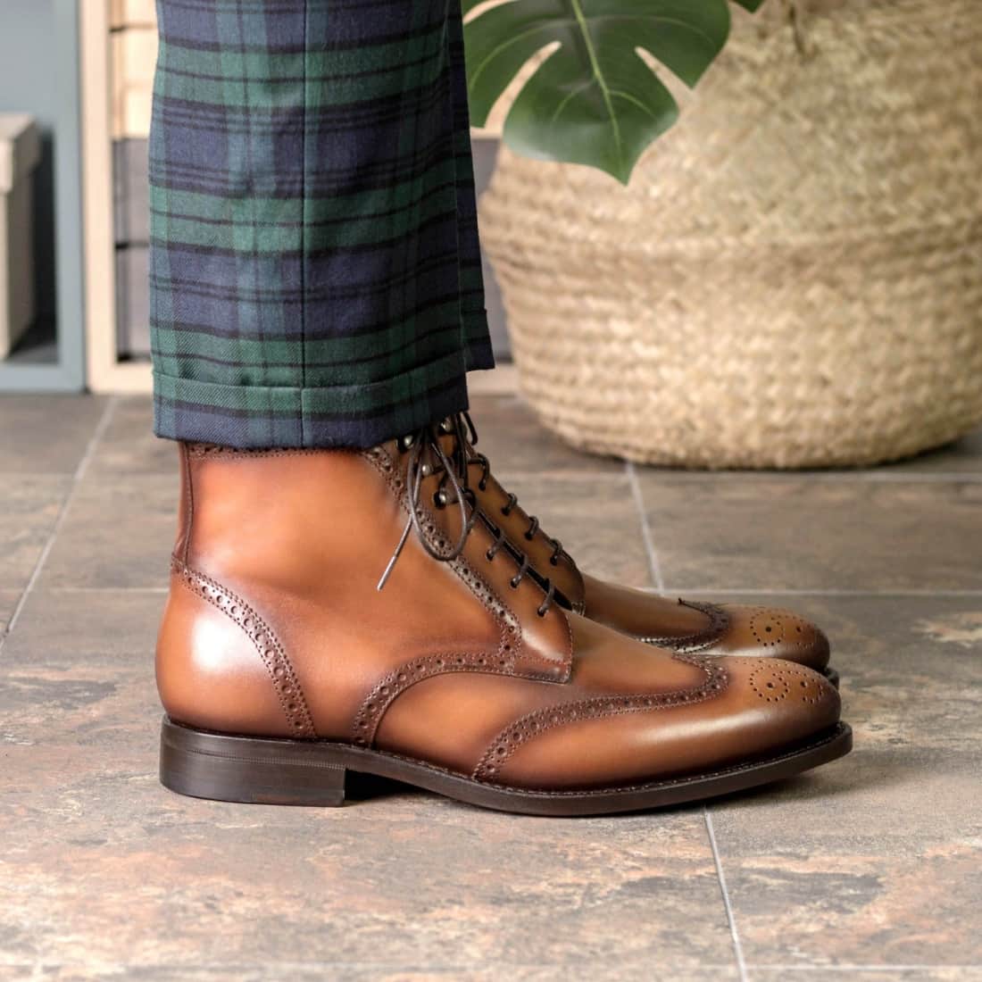 Bottines Derbies Brogue en cuir marron clair – vue 6