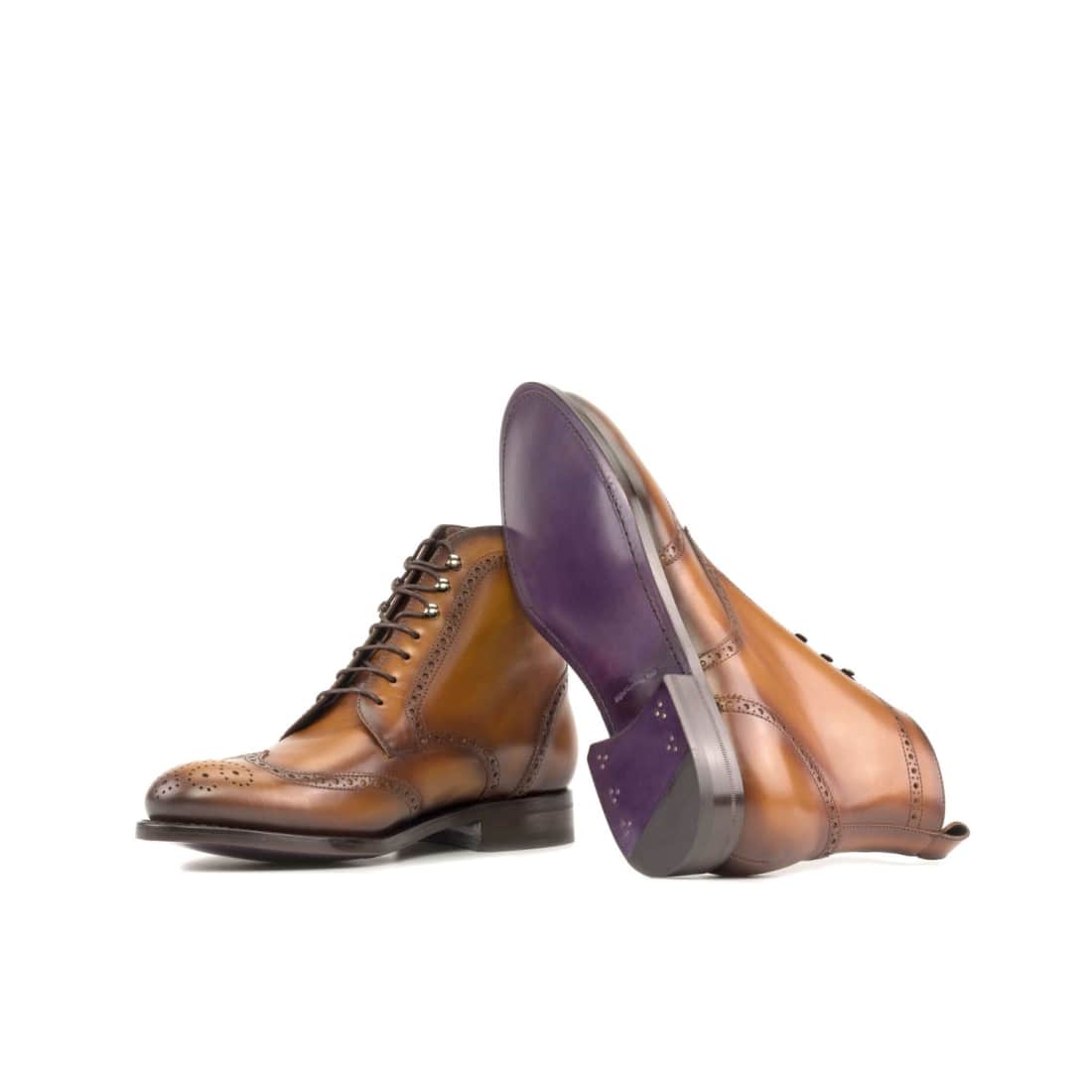 Bottines Derbies Brogue en cuir marron clair – vue 2