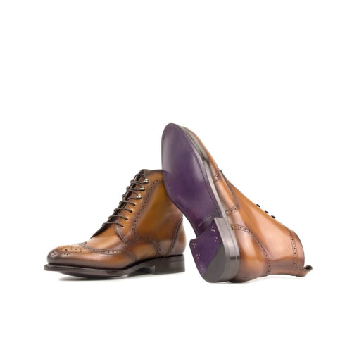 Bottines Derbies Brogue en cuir marron clair – vue 2