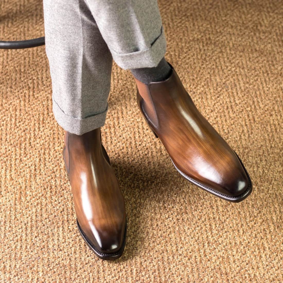 Cheslea Boots en cuir patiné marron – vue 3