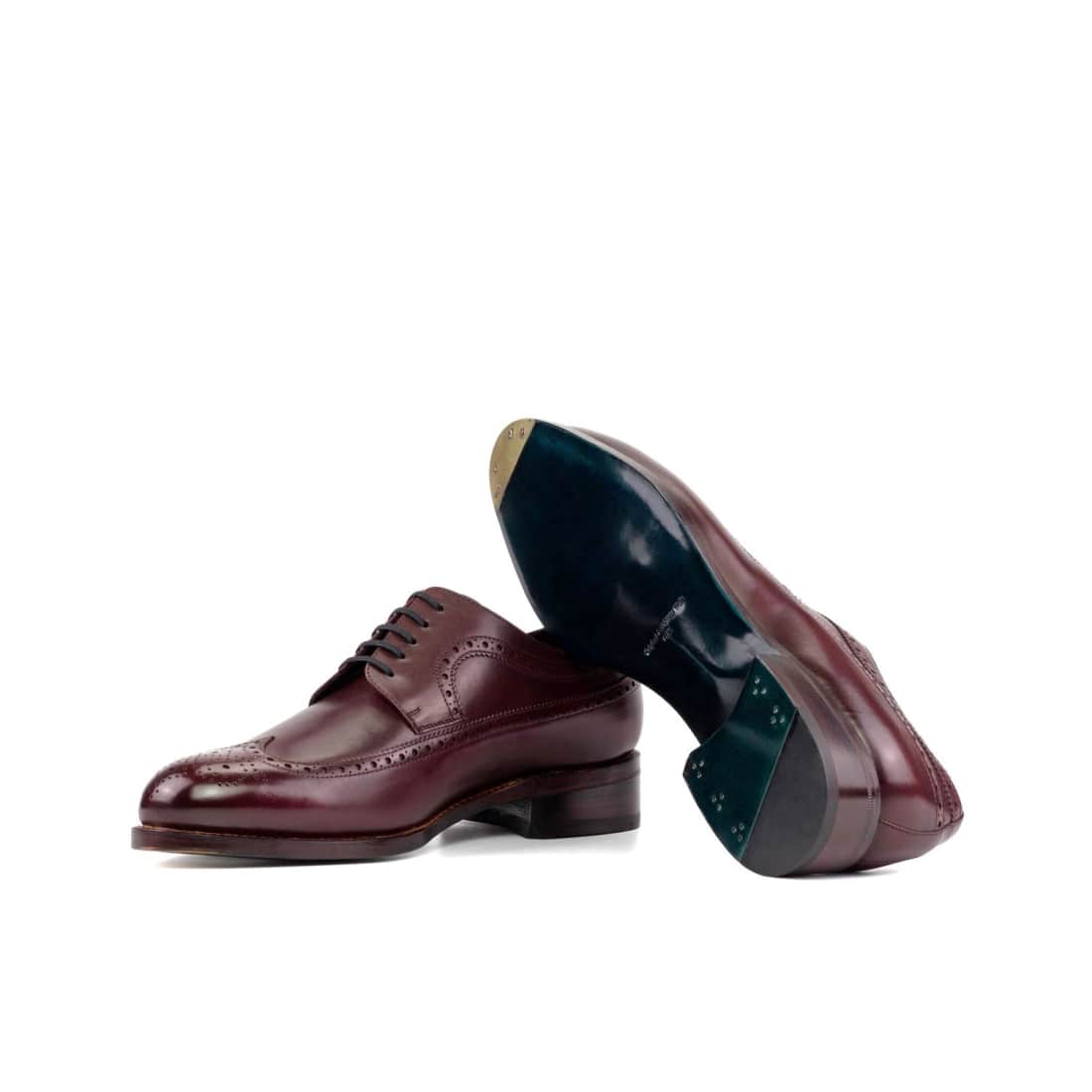 Derbie Brogue fleuri en cuir bordeaux – vue 2