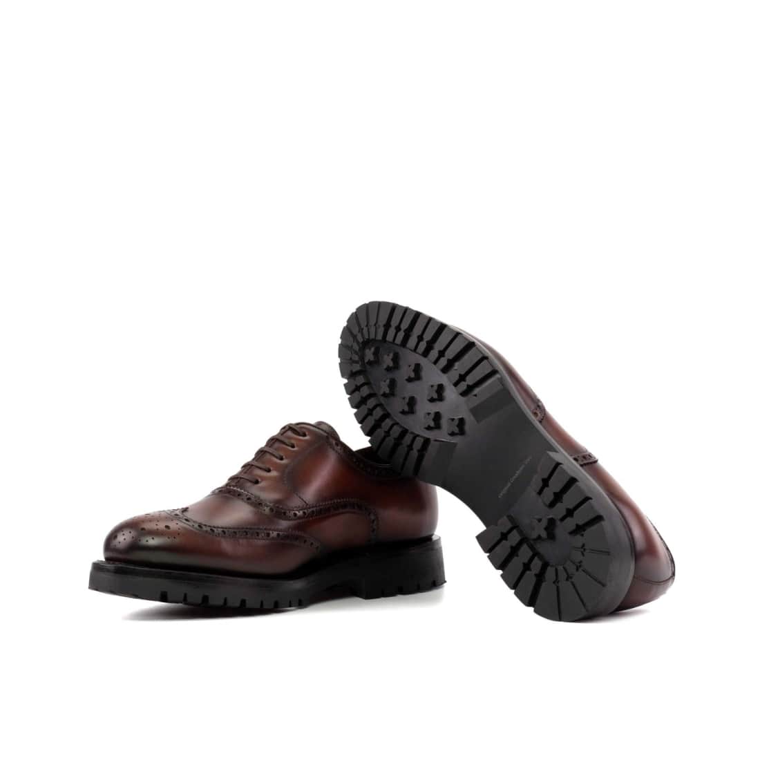 Richelieu fleuri en cuir marron moyen - Semelles Commando – vue 2