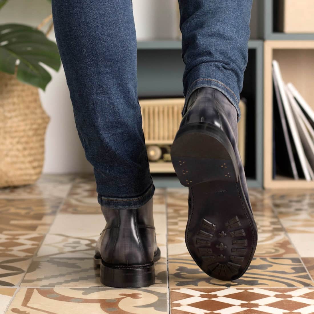 Bottines Derby Demi-Chasse en cuir patiné gris – vue 5
