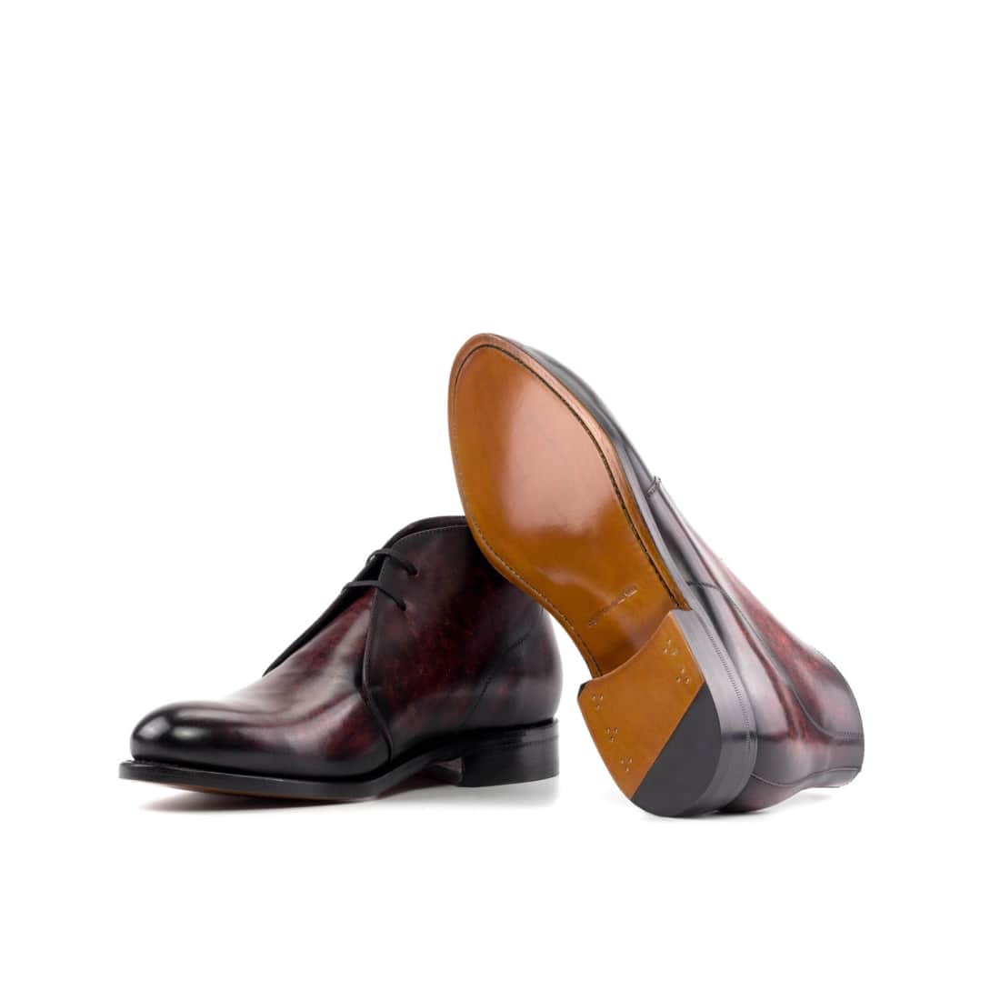 Chukka Boots en cuir patiné bordeaux – vue 2