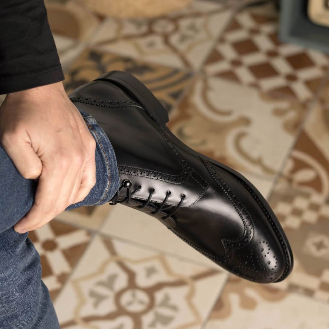 Bottines Derbies Brogue en cuir noir – vue 5
