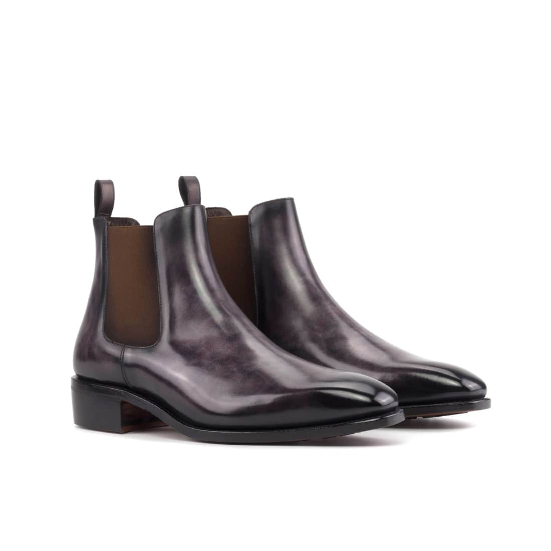 Cheslea Boots en cuir patiné violet