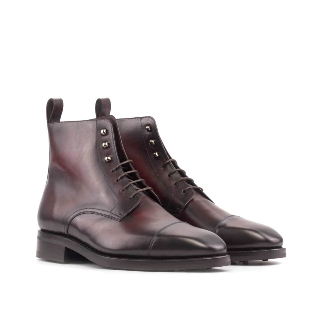 Bottines Bout Droit en cuir bordeaux - Semelles Dainite®