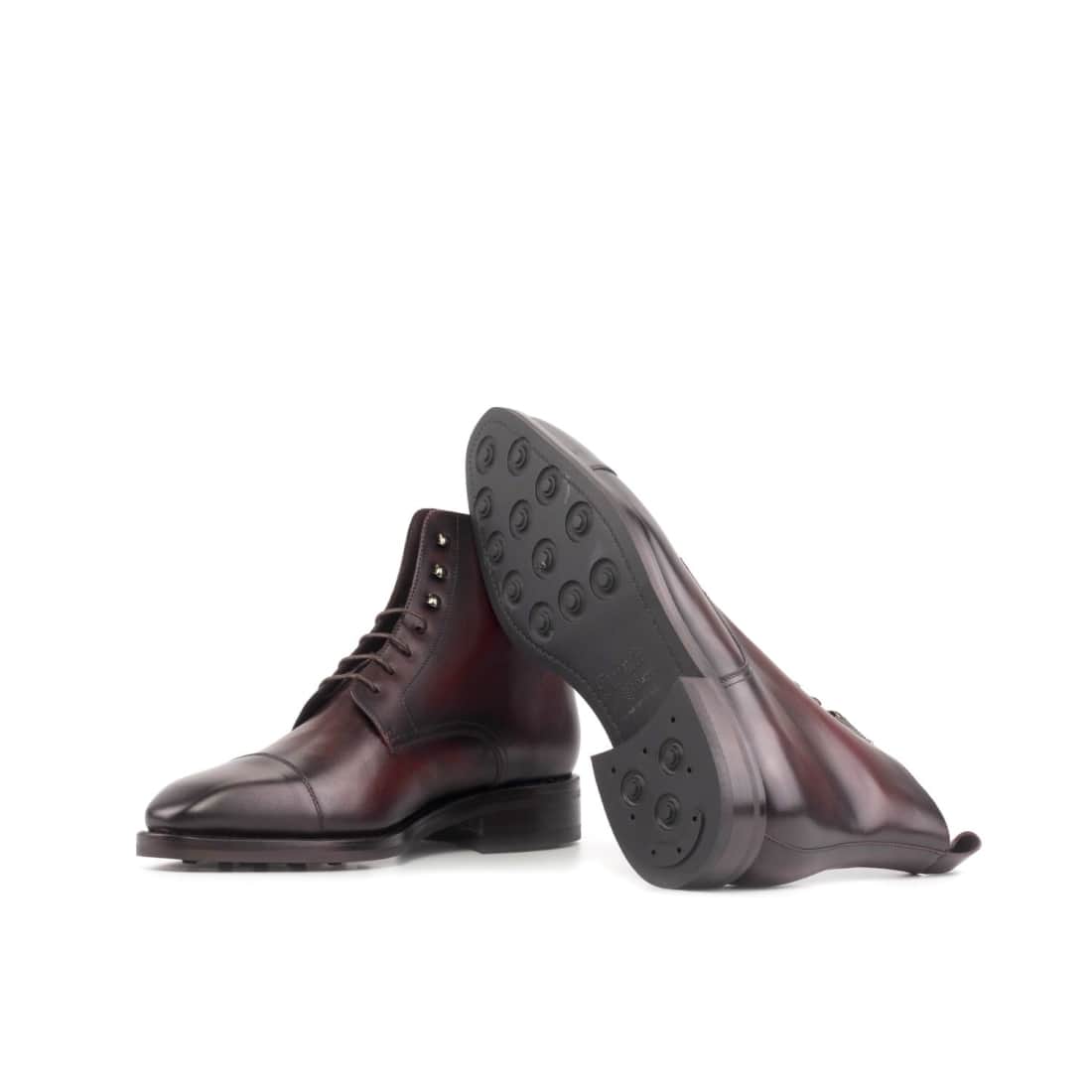Bottines Bout Droit en cuir bordeaux - Semelles Dainite® – vue 2