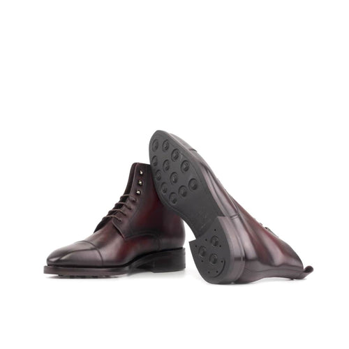 Bottines Bout Droit en cuir bordeaux - Semelles Dainite® – vue 2
