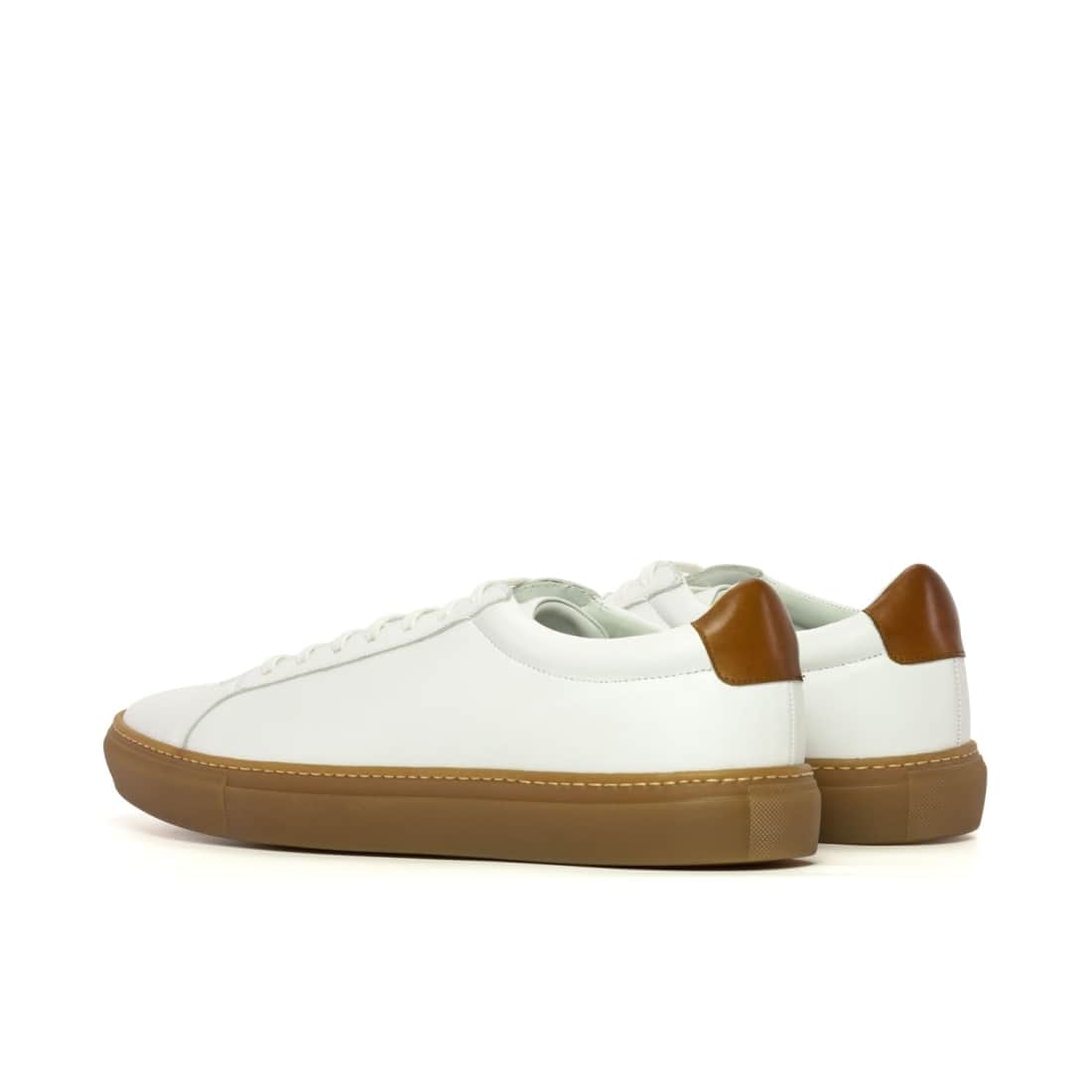 Sneakers Jersey en cuir blanc - Semelles Caramel – vue 3