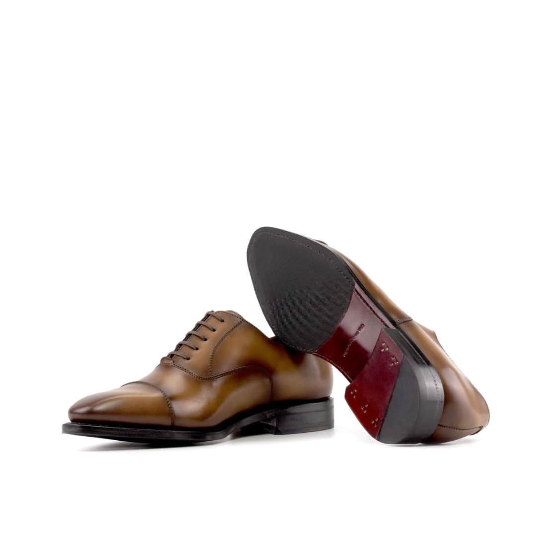 Richelieu bout droit en cuir patiné marron clair – vue 2