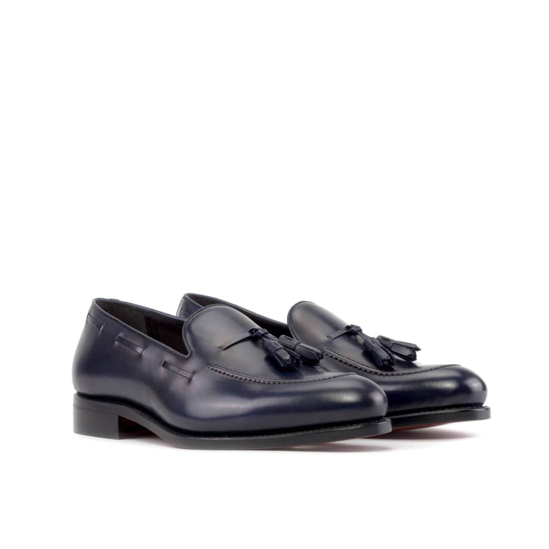 Mocassin à glands en cuir bleu marine