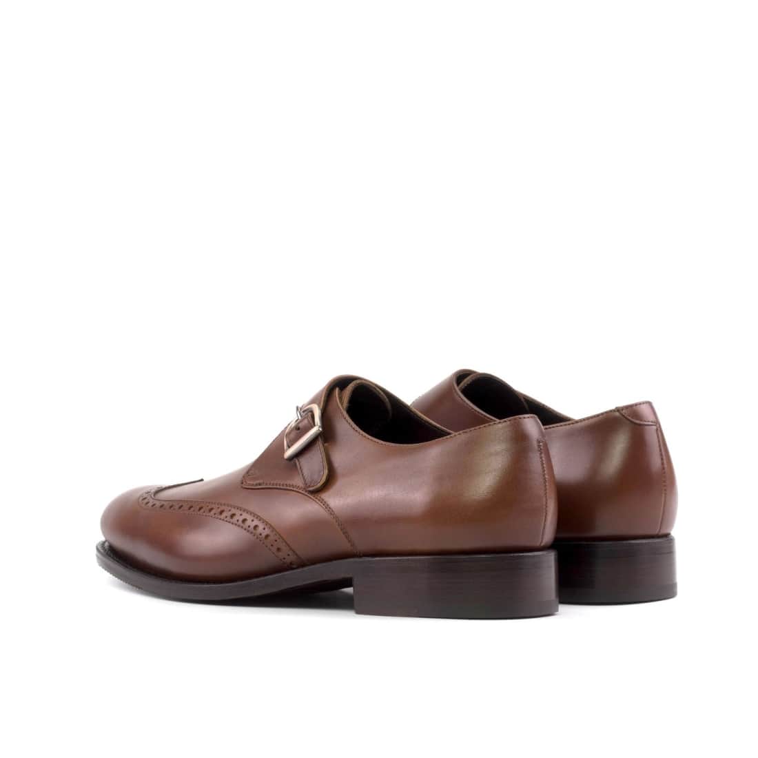 Chaussure à boucle bout fleuri en cuir marron moyen – vue 3