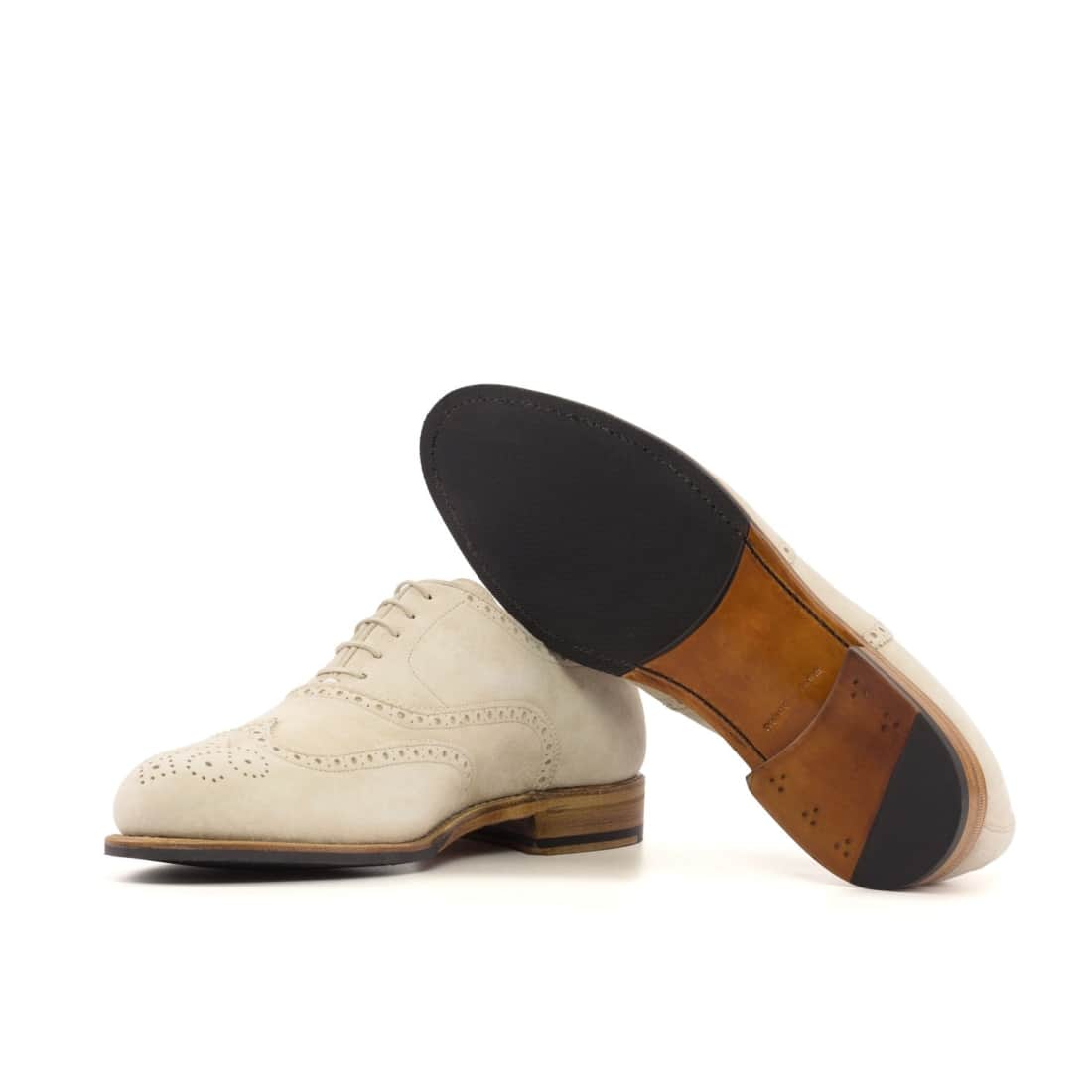 Richelieu fleuri en daim beige ivoire – vue 2