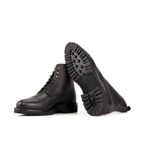 Bottines Bout Droit en cuir grainé noir - Semelles Commando – vue 2