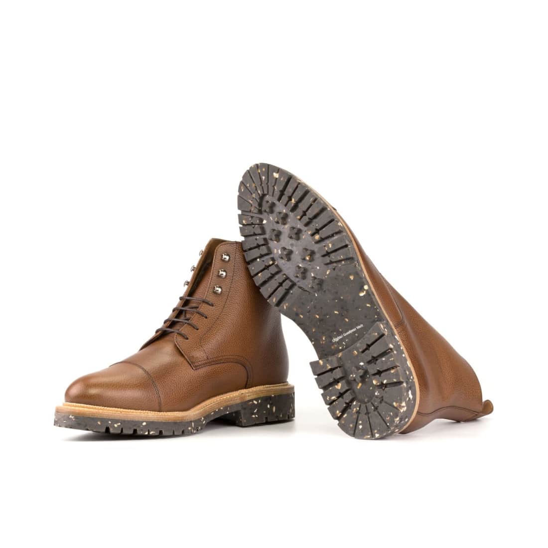 Bottines Bout Droit en cuir marron clair - Semelles Commando Recyclées Vibram® – vue 2