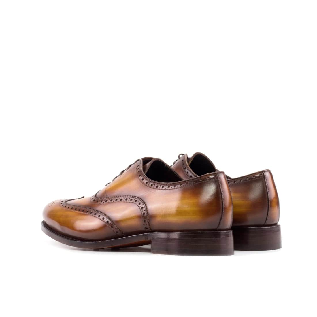 Richelieu fleuri en cuir cognac patiné – vue 3