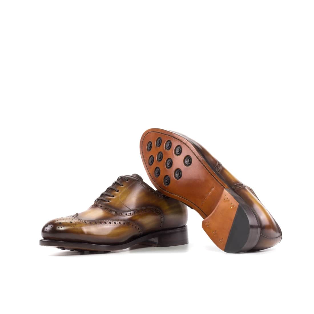 Richelieu fleuri en cuir cognac patiné – vue 2