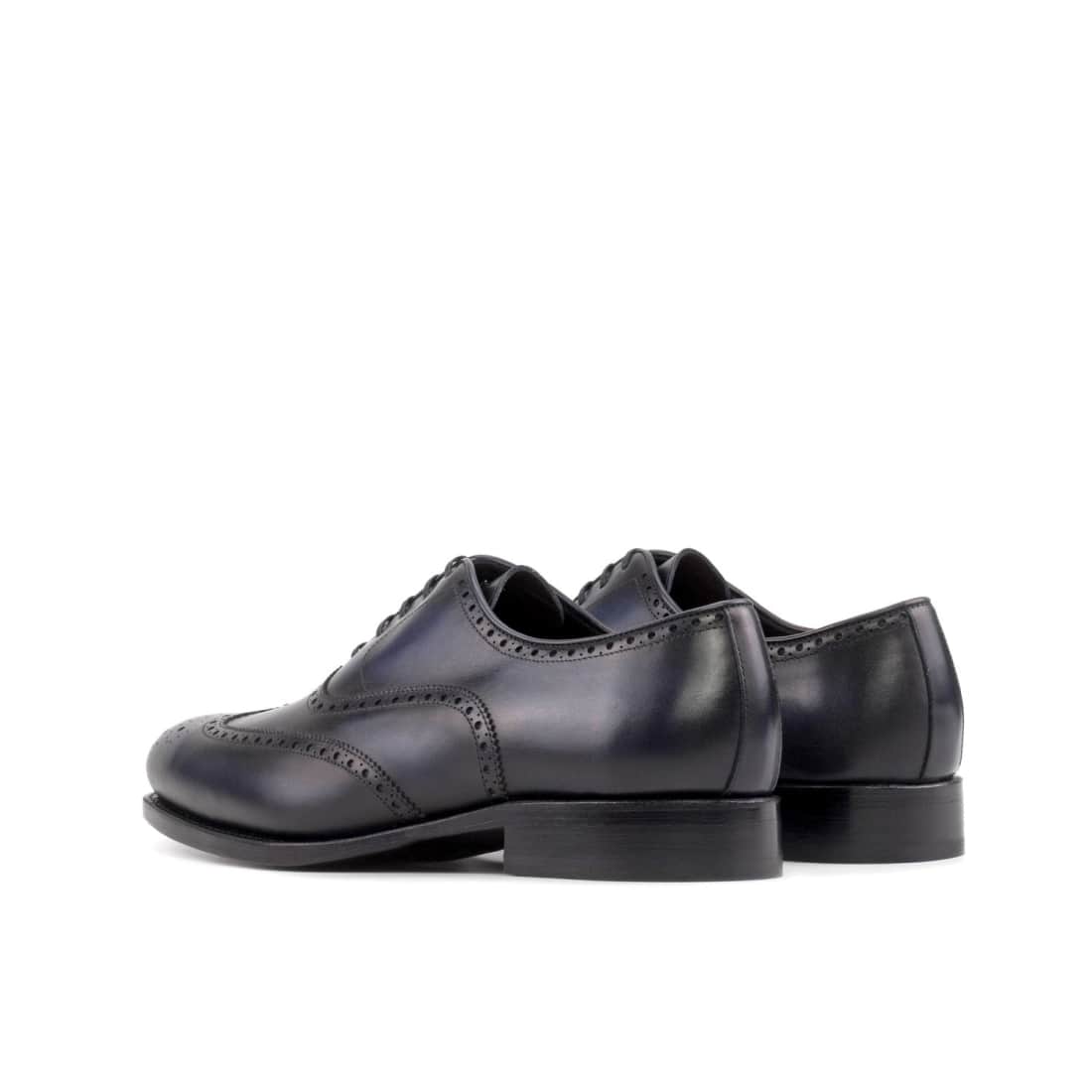 Richelieu fleuri en cuir bleu marine – vue 3